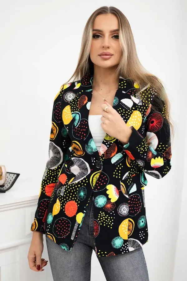 Turecki Turecki Printed cotton jacket with a button black