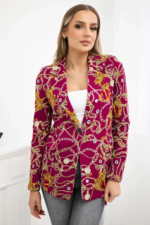 Turecki Turecki Printed cotton jacket with a button dark purple