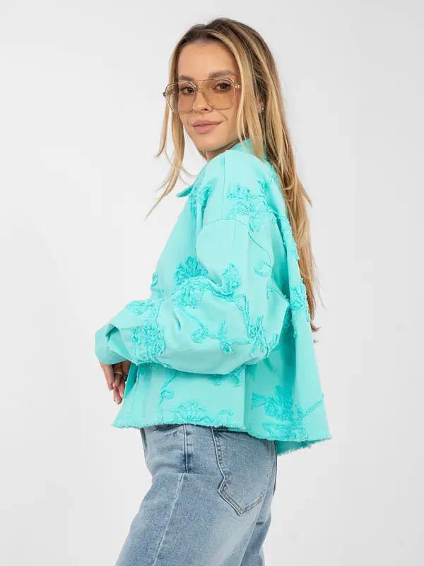 RUE PARIS Turkizna jeans jakna