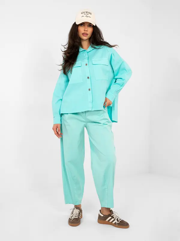 Italy Moda Turkizna majica z dolgimi rokavi