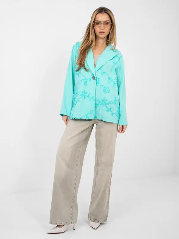 RUE PARIS Turkizni blazer z vezenjem