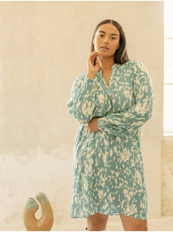 Fransa Turquoise-white Ladies Patterned Dress Fransa - Women