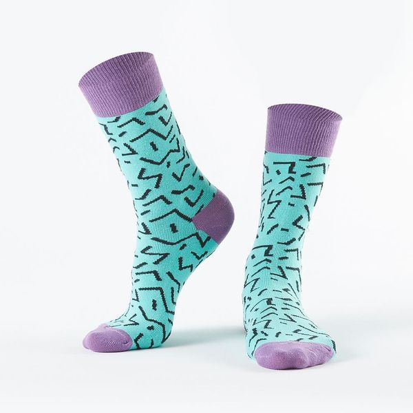 FASARDI Turquoise women's socks with black patterns