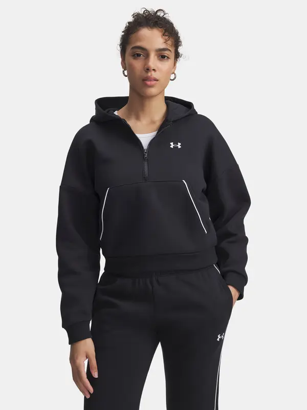 Under Armour Under Armour Rival Flc Piped HZ Hoodie-BLK - Ladies