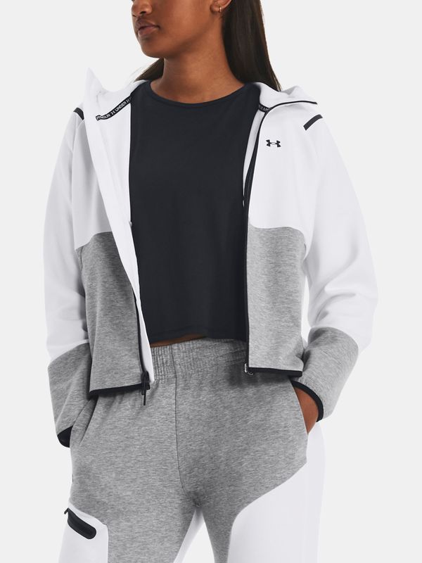 Under Armour Under Armour Unstoppable Flc FZ White-Grey Sports Sweatshirt