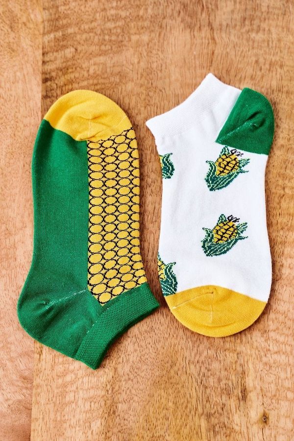 Kesi Unpaired socks with corn white-green