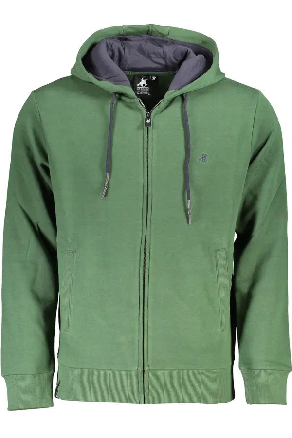 U.S. GRAND US GRAND POLO MEN'S GREEN ZIP SWEATSHIRT