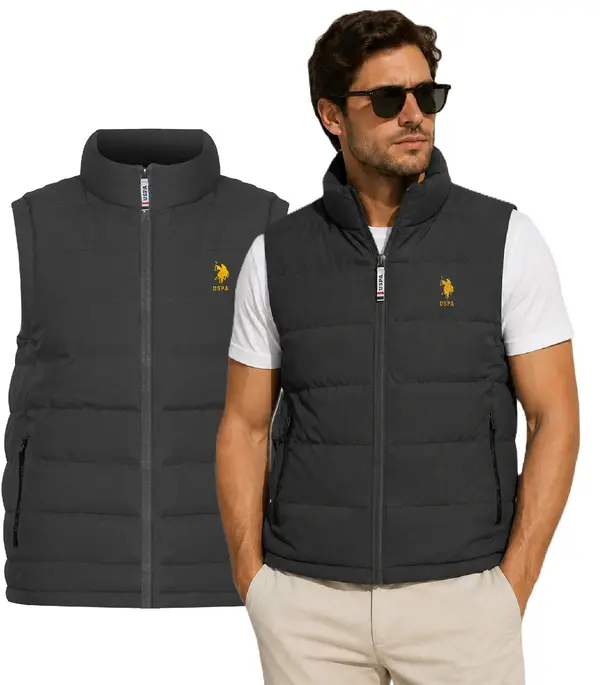 US Polo Assn US Polo Assn. - Moški telovnik sive barve