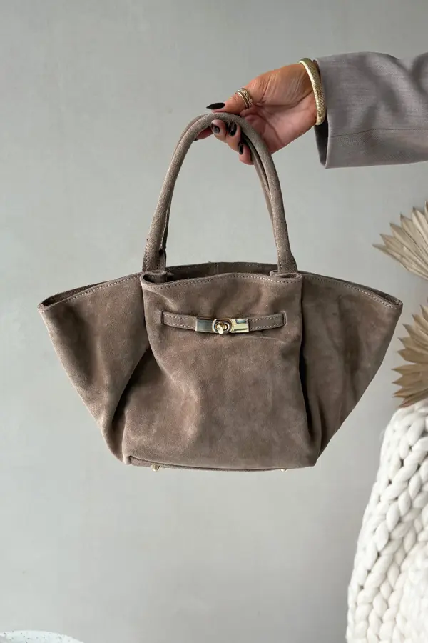 Boto Usnjena semišasta torbica Boto bež