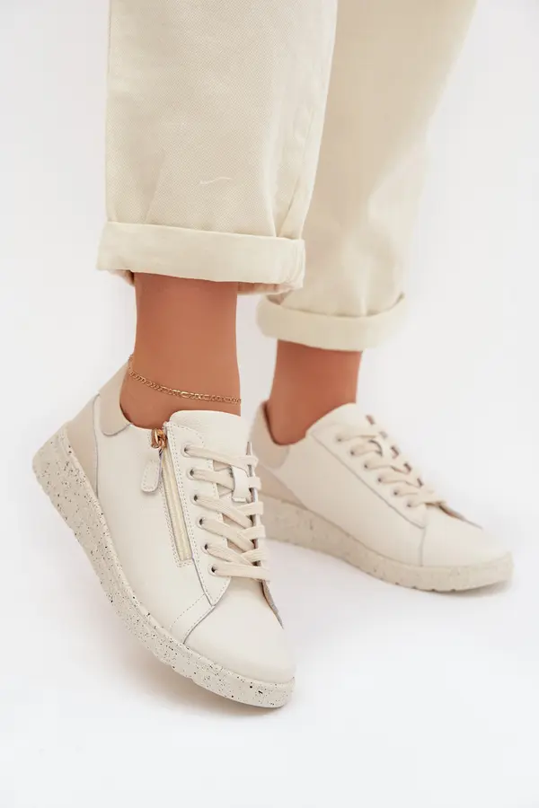 EVENTO Usnjeni mokasini EVENTO z zadrgo bež Dorothea