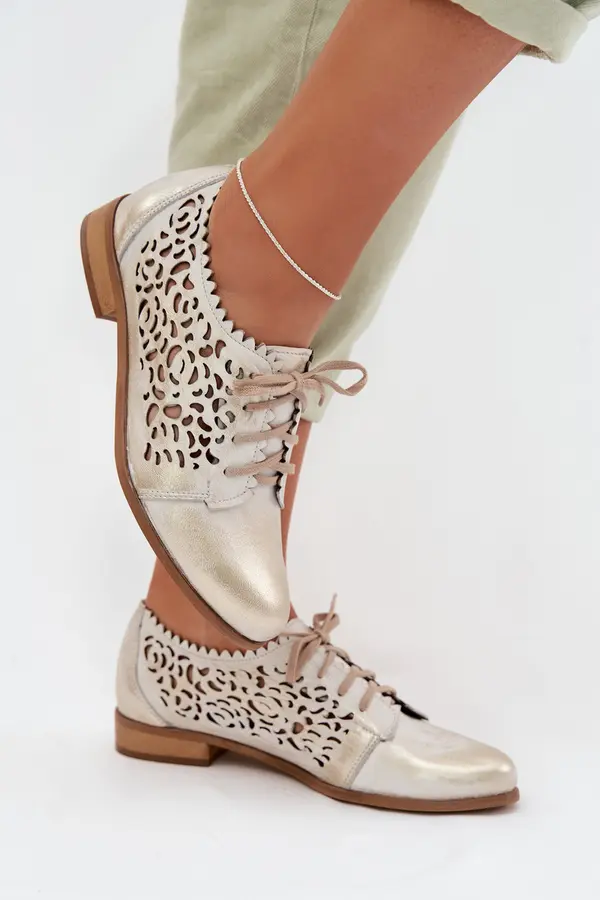 Zazoo Usnjeni odprti loaferji Zazoo 3195 zlate barve