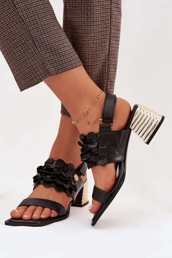 S. BARSKI Usnjeni sandali z visoko peto S. BARSKI