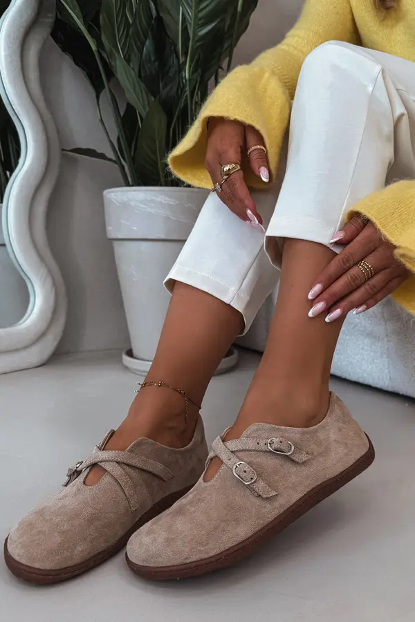 Zazoo Usnjeni semiš mokasini Zazoo N1271 bež