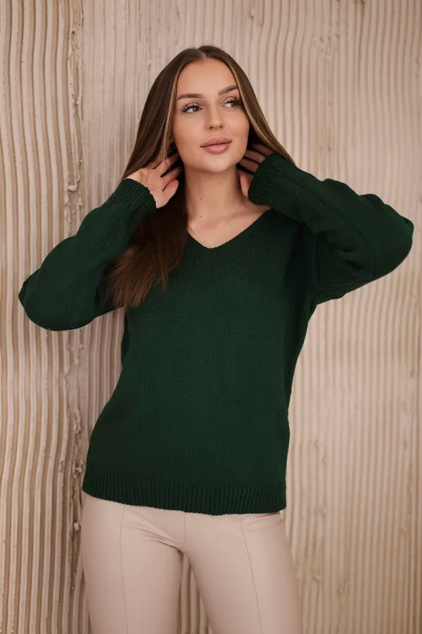 Kesi V-neck sweater dark green