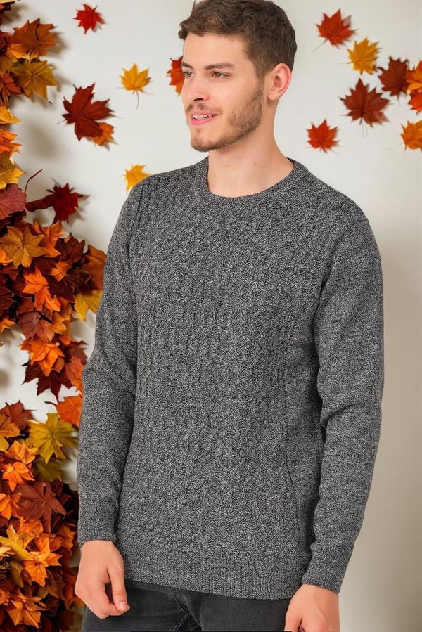 dewberry V0214 DEWBERRY MEN'S SWEATER-PLAIN SMOKED