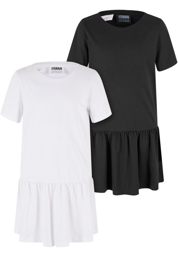 Urban Classics Kids Valance Tee Dress for Girls - 2 Pack White+Black