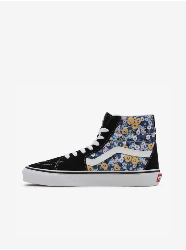 Vans Vans Blue Black Womens Patterned Ankle Sneakers with Suede Details - Women