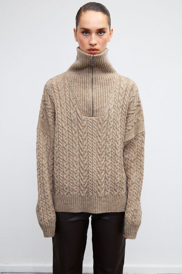 VATKALI VATKALI Turtleneck pleteni pulover z zadrgo