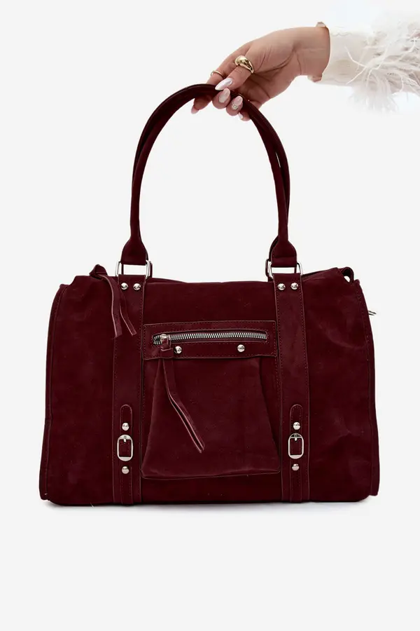 FLORA & CO Velika torbica Flora&amp;Co iz imitacije semiša v bordo barvi