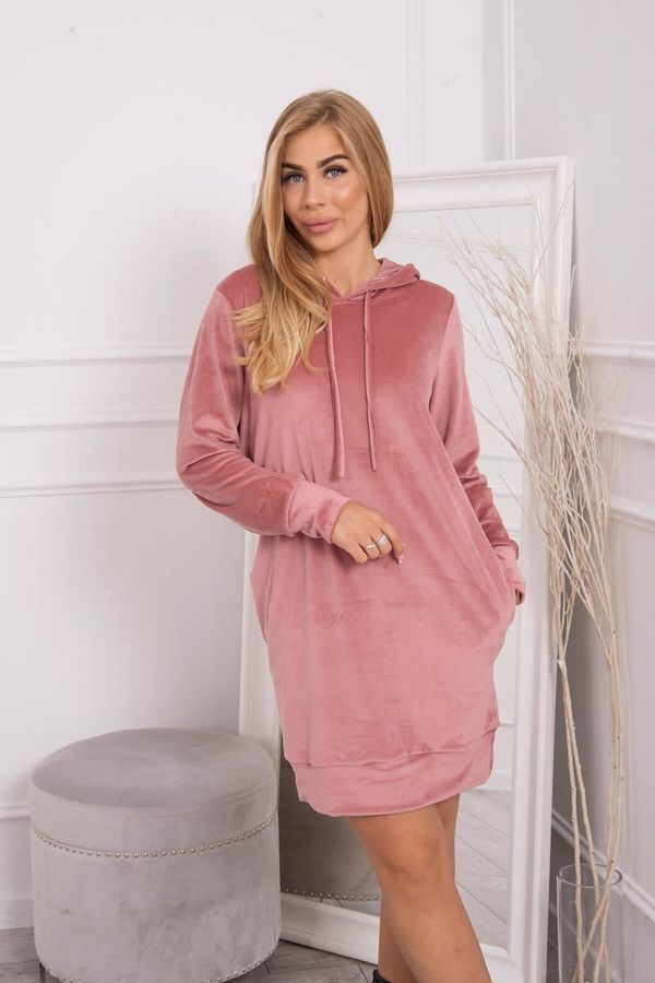 Kesi Velour dress with hood navy pink