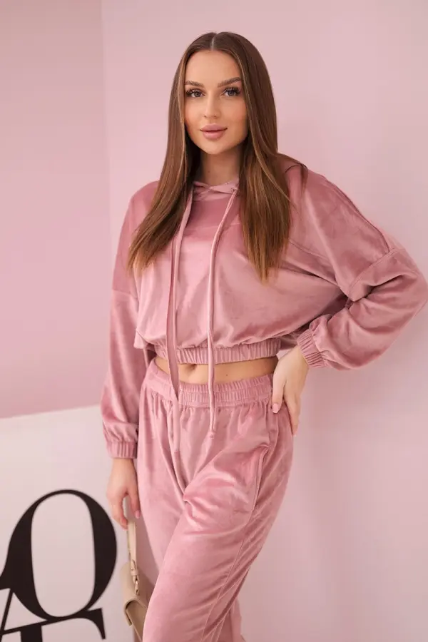 Kesi Velour Hooded Set - Dark Powder Pink