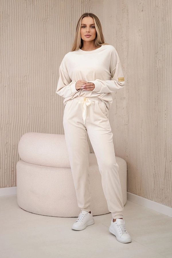 Kesi Velour set sweatshirt + trousers light beige