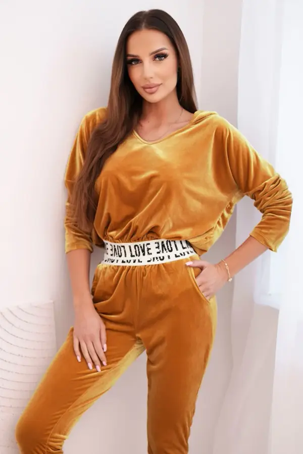 Kesi Velour set with mustard hood