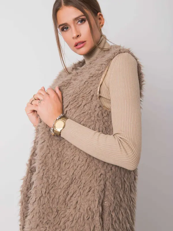 Wool Fashion Italia Vest-AT-KZ-22105.11P-dark beige