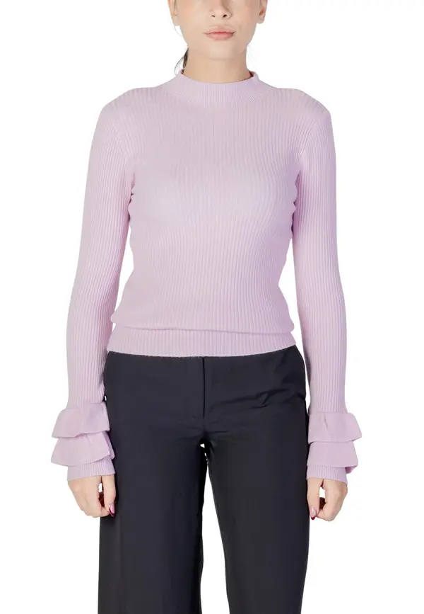 Choral Vijoličen pulover z nabranimi rokavi