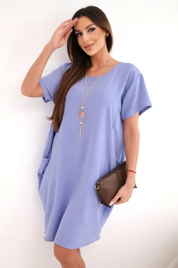 Kesi Włoski Vijolična obleka Kesi z žepi in obeskom