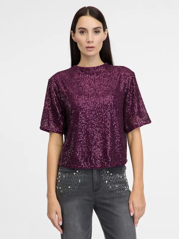 Orsay Vijolična ženska bluza s kratkimi rokavi