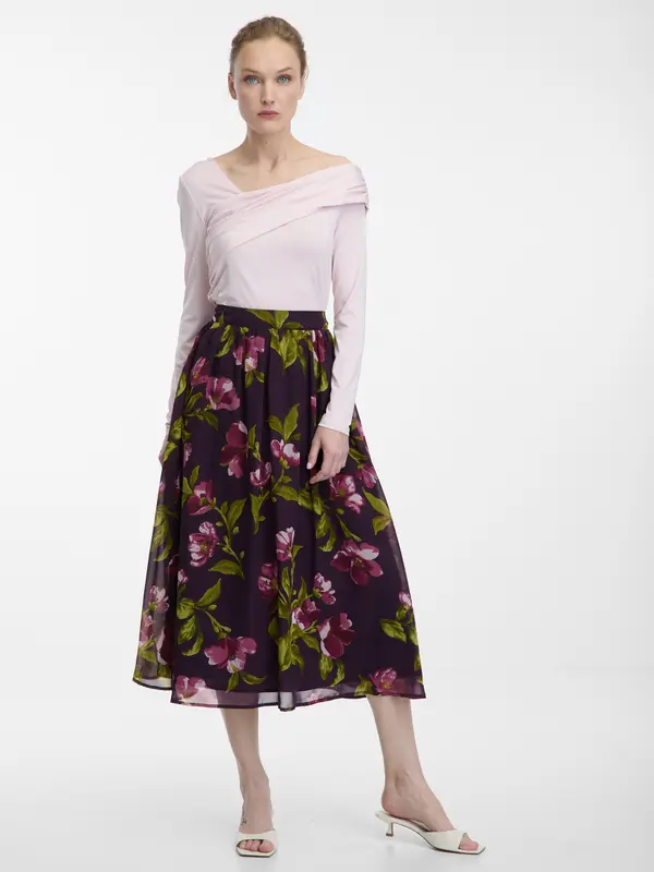 Orsay Vijolično žensko midi krilo s cvetličnim vzorcem