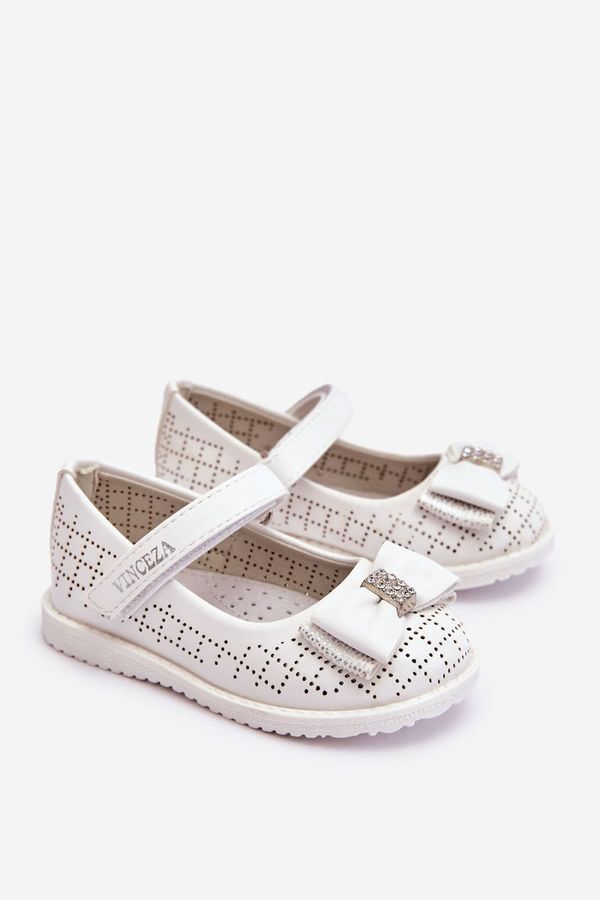 VINCEZA VINCEZA Children's Ballerinas With Velcro Bow White Halle