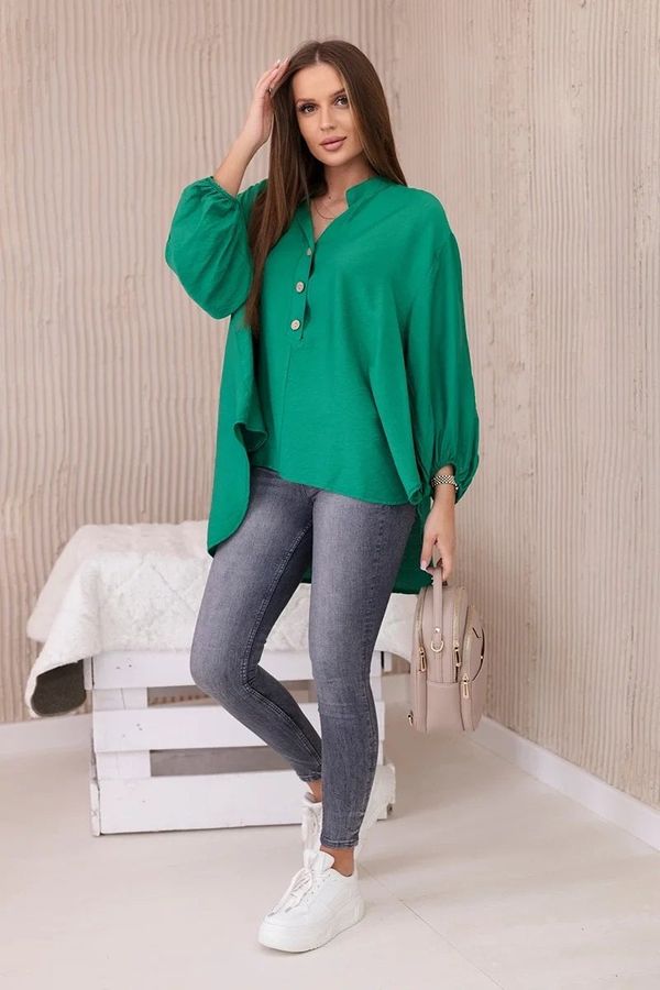 Kesi Viscose blouse with a longer back green