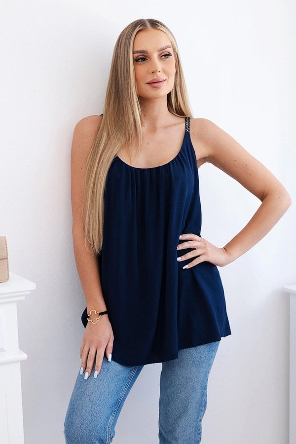 Kesi Viscose blouse with straps navy blue