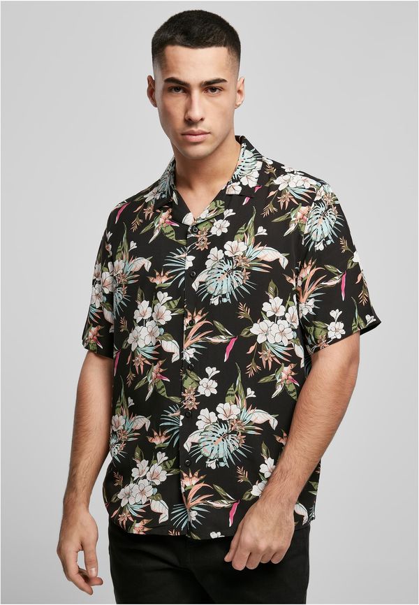 Urban Classics Viscose Shirt AOP Resort Blacktropical