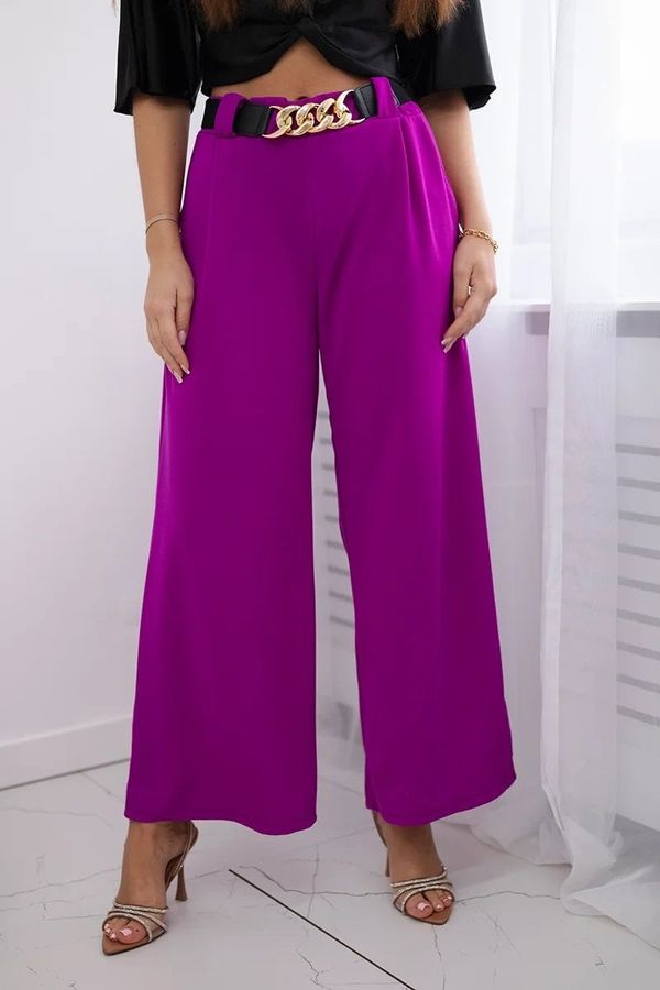 Kesi Viscose trousers with wide legs dark purple color