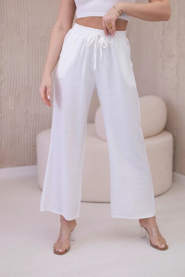 Kesi Viscose wide ecru trousers