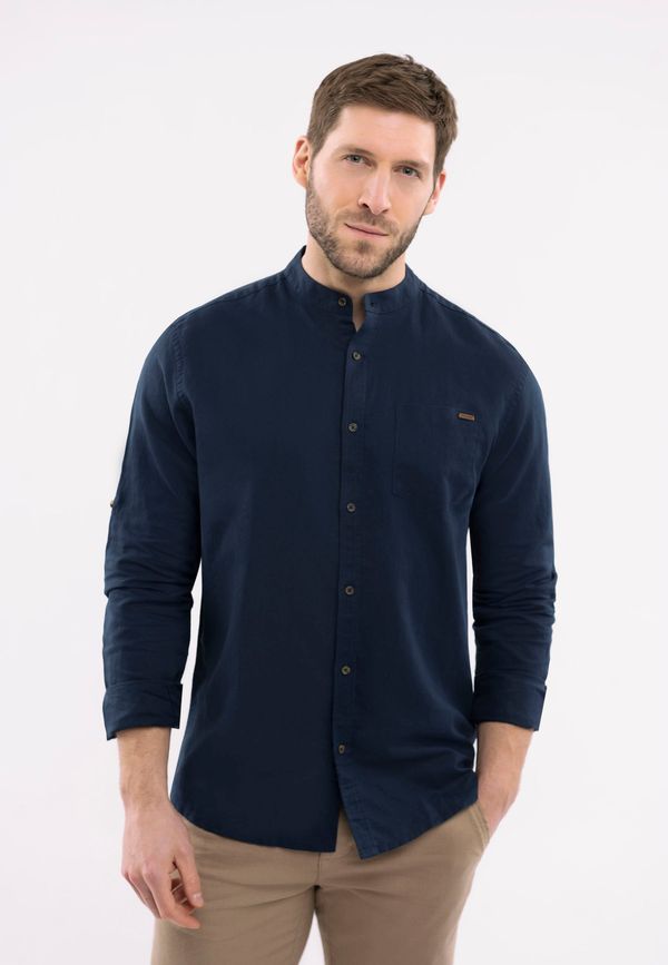 Volcano Volcano Man's Shirt K-GESEL Navy Blue