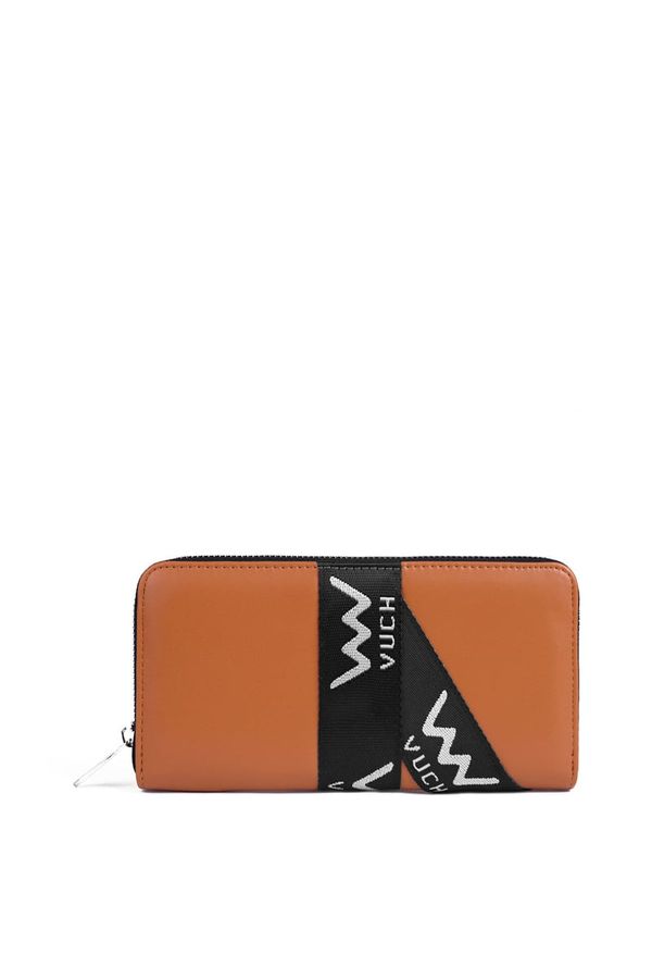 VUCH Vuch Leather Zip Wallet Brown Mille