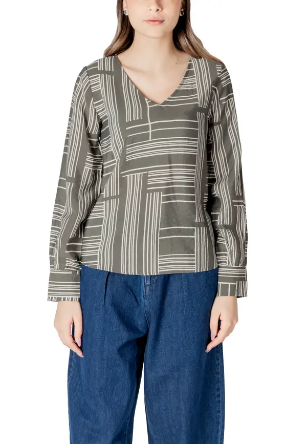 Jacqueline de Yong Vzorčasta bluza z dolgimi rokavi