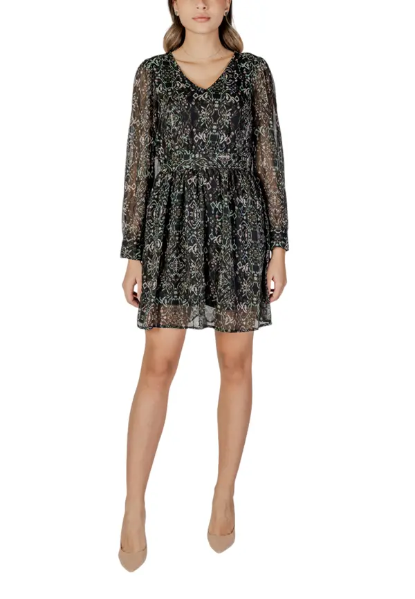 Only Vzorčasta obleka z dolgimi rokavi