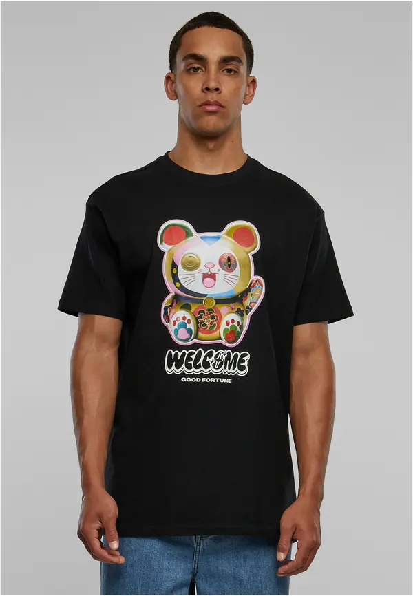 Mister Tee Welcome Cat Heavy Oversize Tee black