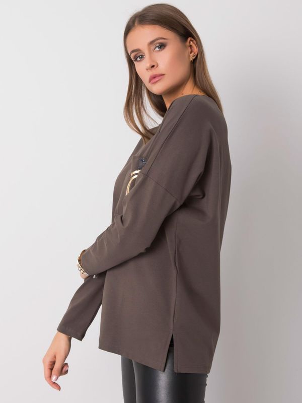 Fashionhunters Welcome dark khaki blouse