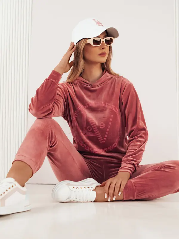 DStreet Welurowy komplet damski VIP PRIVATE różowy Dstreet