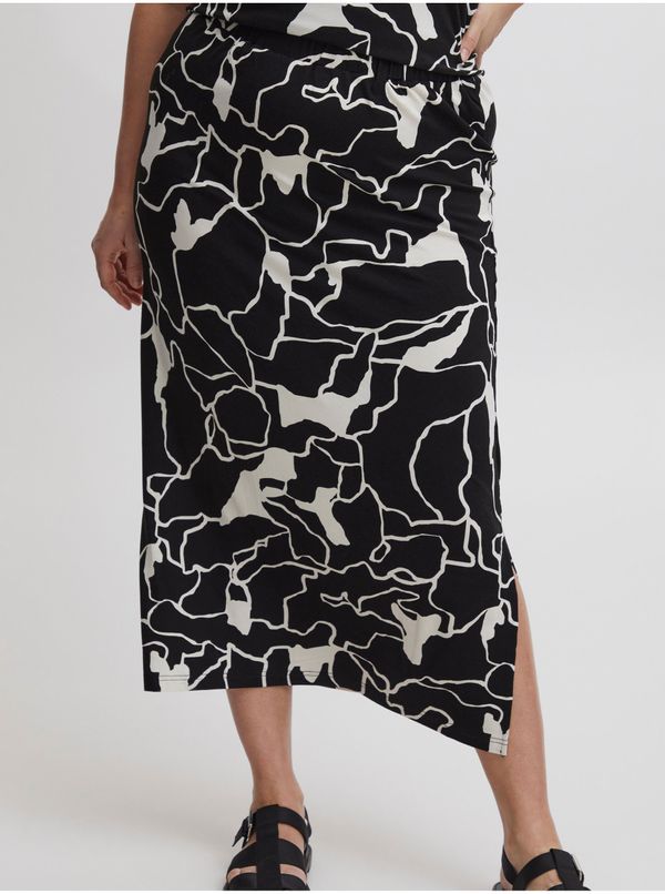 Fransa White and Black Ladies Patterned Midi Skirt Fransa - Ladies