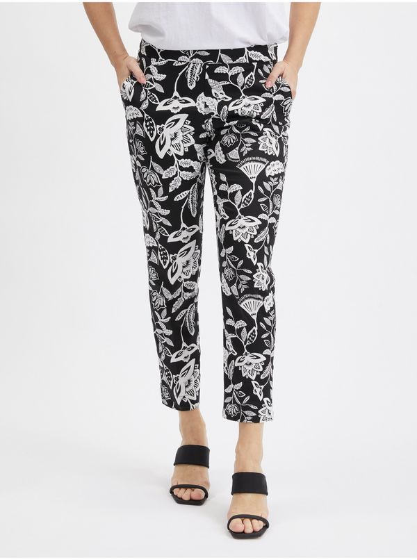 Orsay White-and-black women's patterned trousers ORSAY