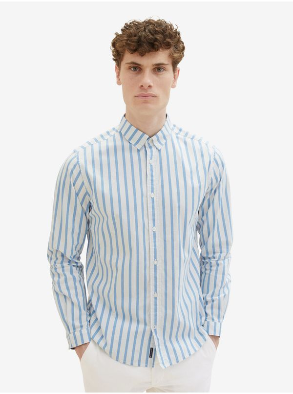 Tom Tailor White and Blue Men's Striped Shirt Tom Tailor - Men