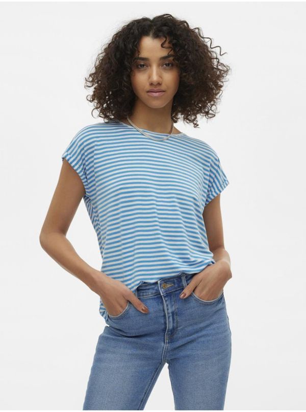 Vero Moda White and Blue Women's Striped T-Shirt Vero Moda Ava - Women