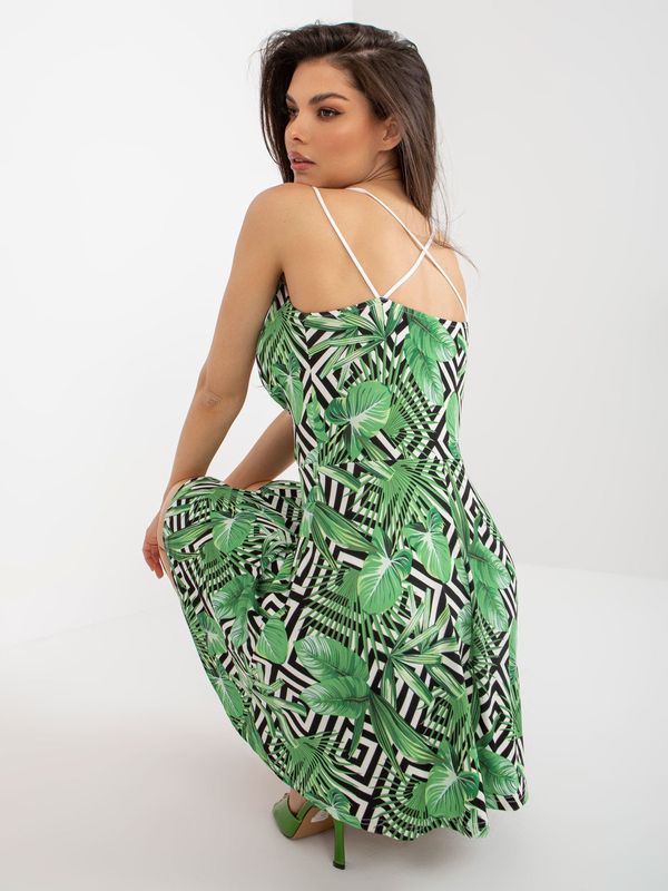 Fashionhunters White and green flowing dress with print